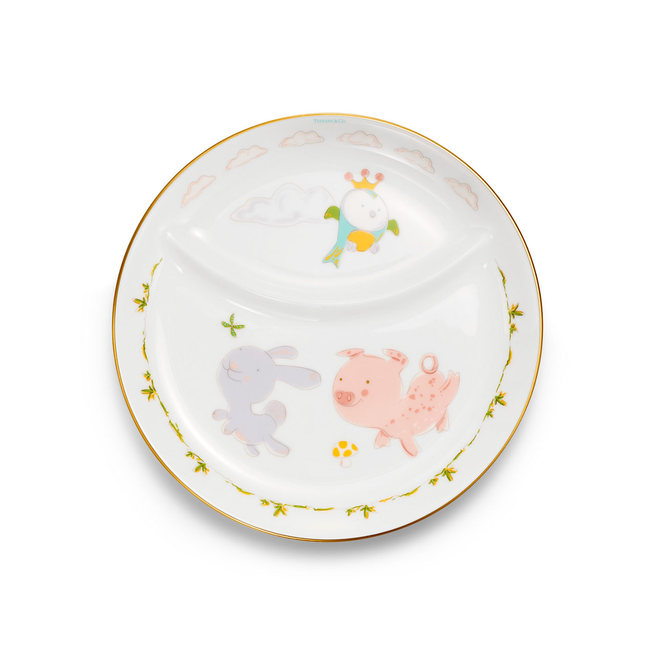 Land Animals Two-section Baby Dish in Bone China