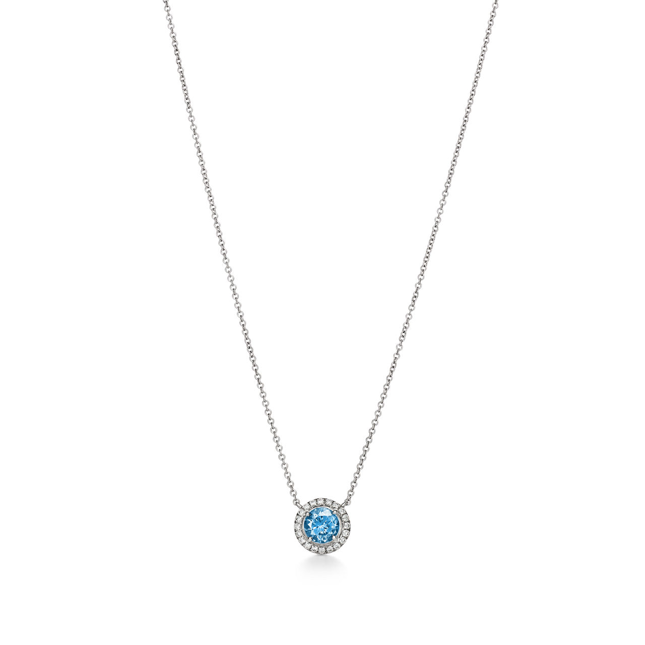 Pendant  in Platinum with an Aquamarine and Diamonds