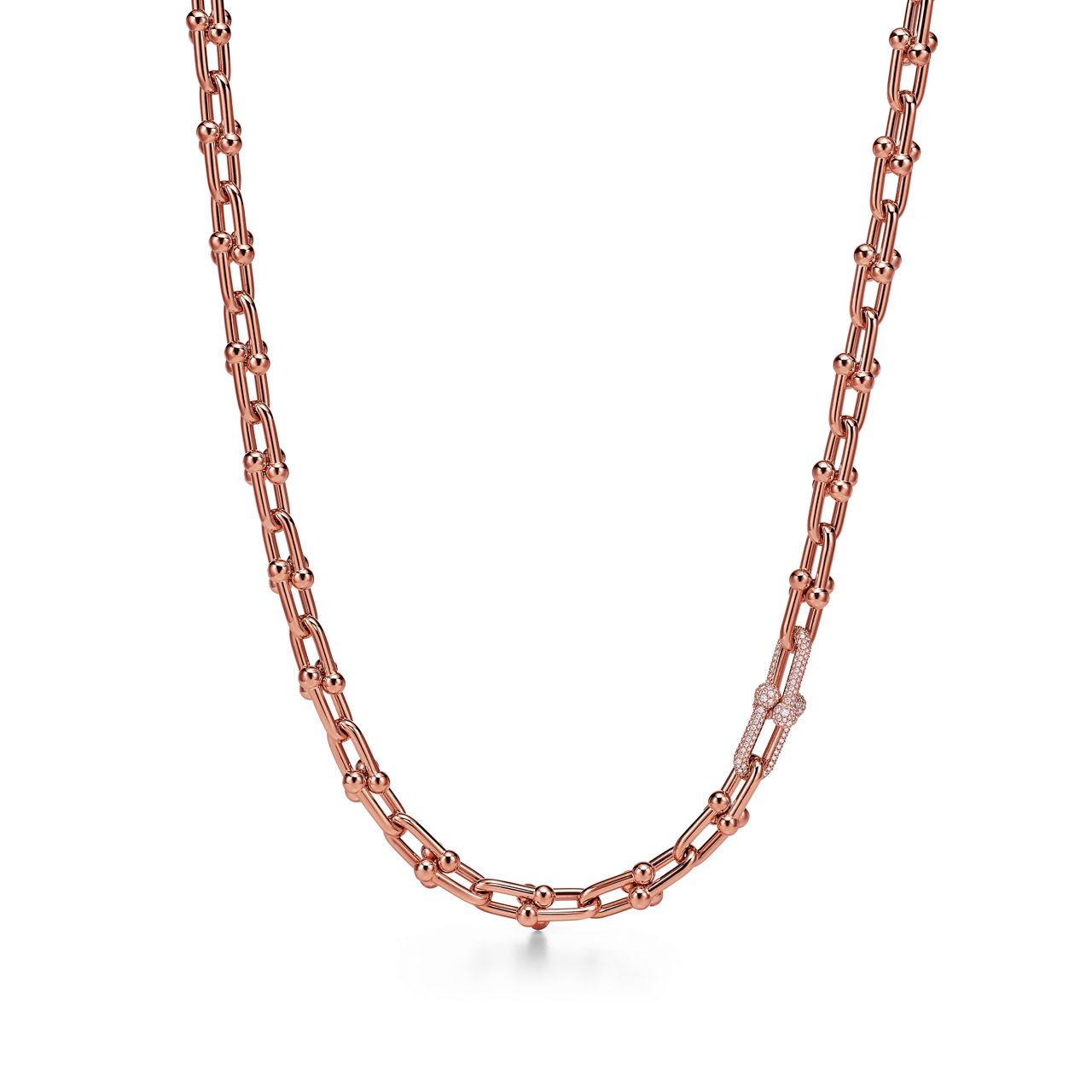 Medium Link Necklace in Rose Gold with Diamonds
