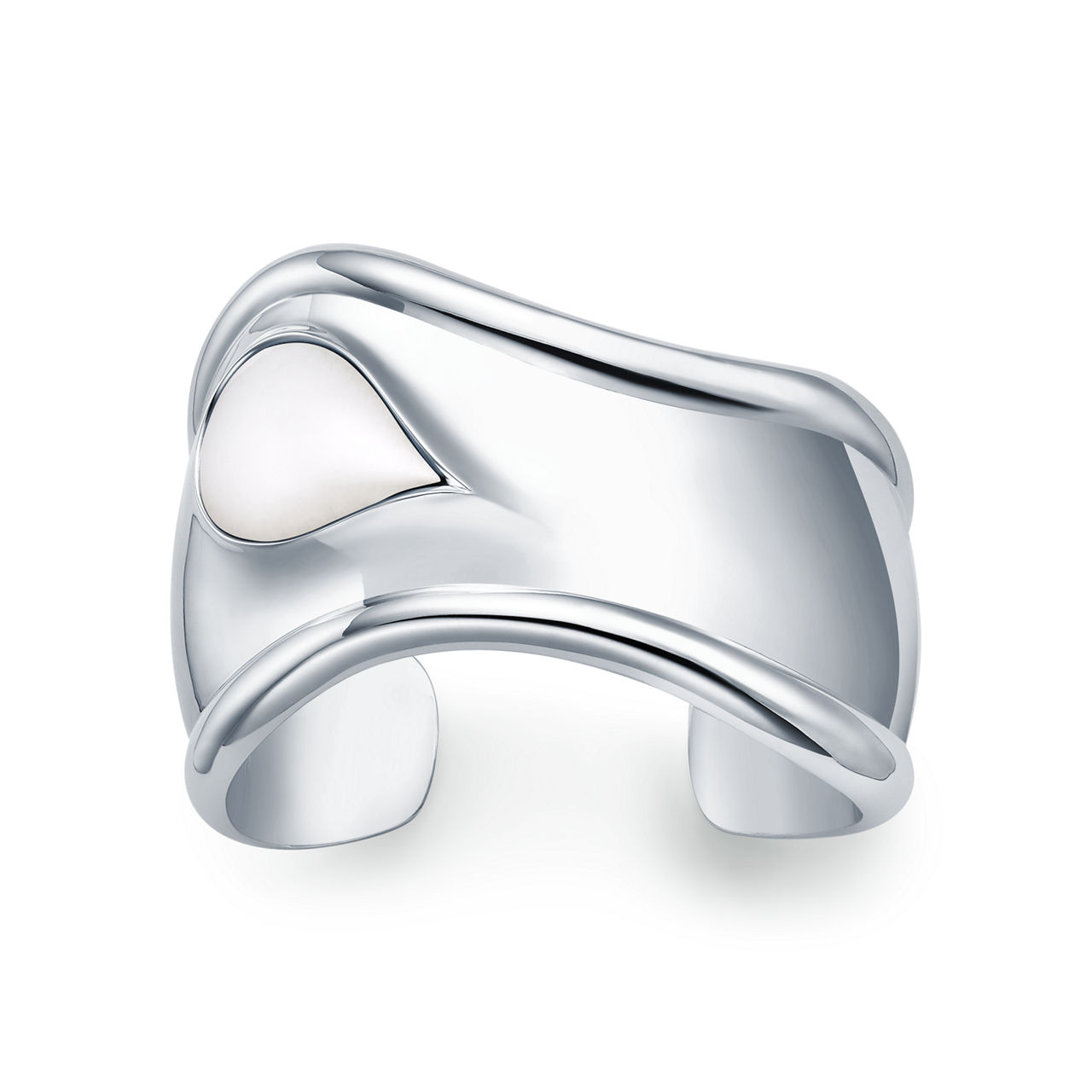 Small Bone Cuff in Sterling Silver with White Nephrite Jade