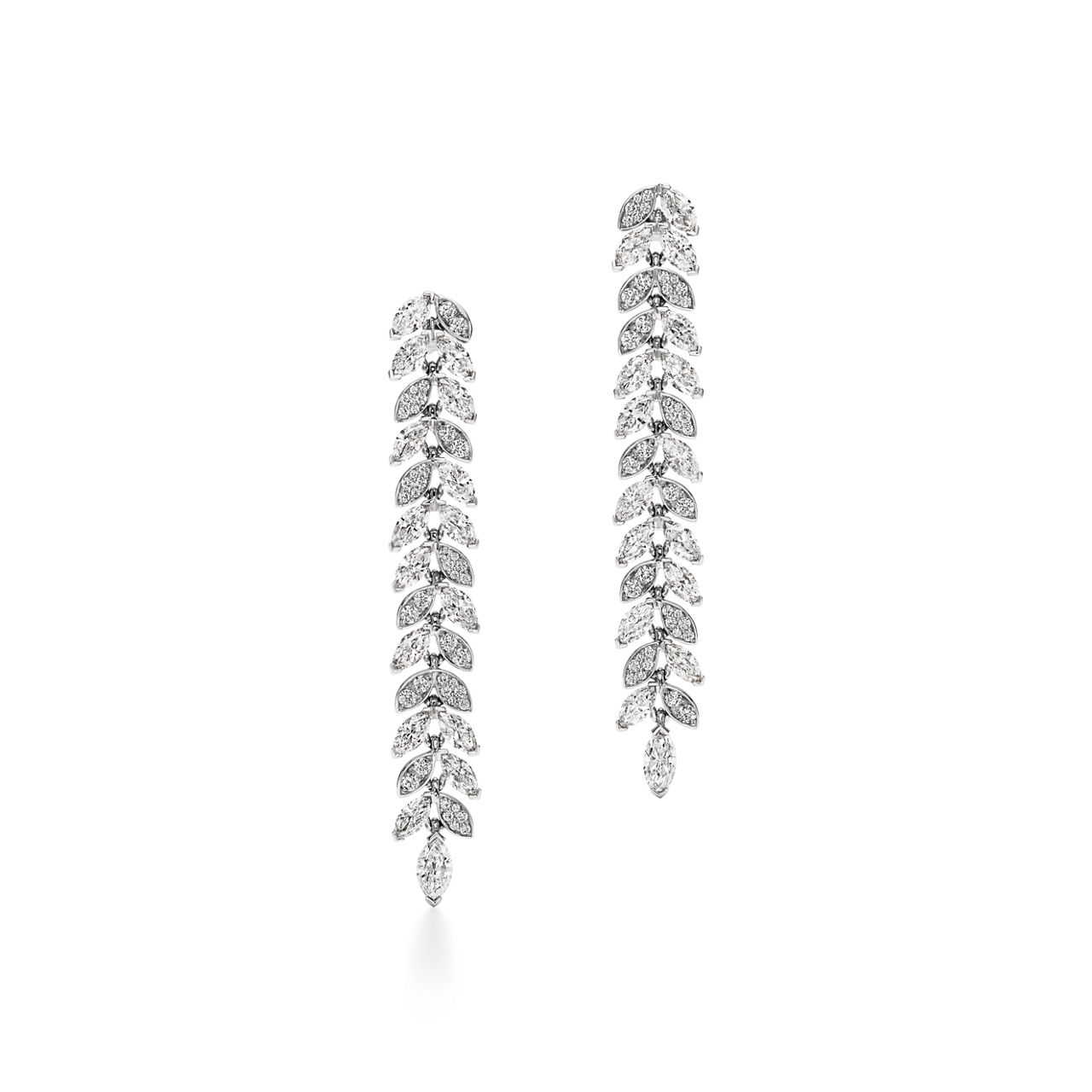 Diamond Vine Drop Earrings in Platinum 