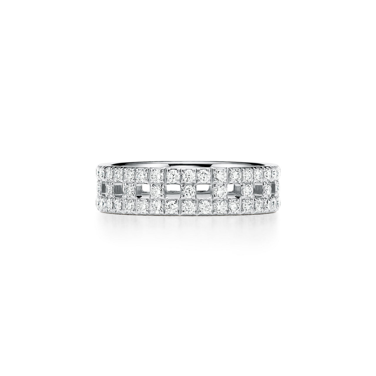 True Wide Ring in White Gold with Pav&eacute; Diamonds