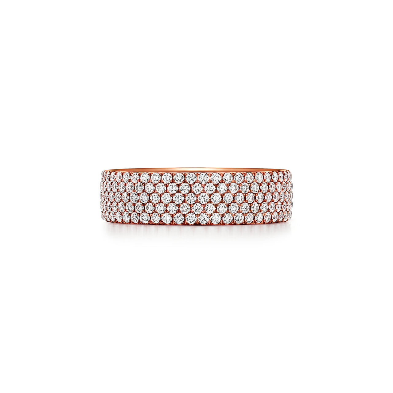 Five-row Ring in Rose Gold with Diamonds