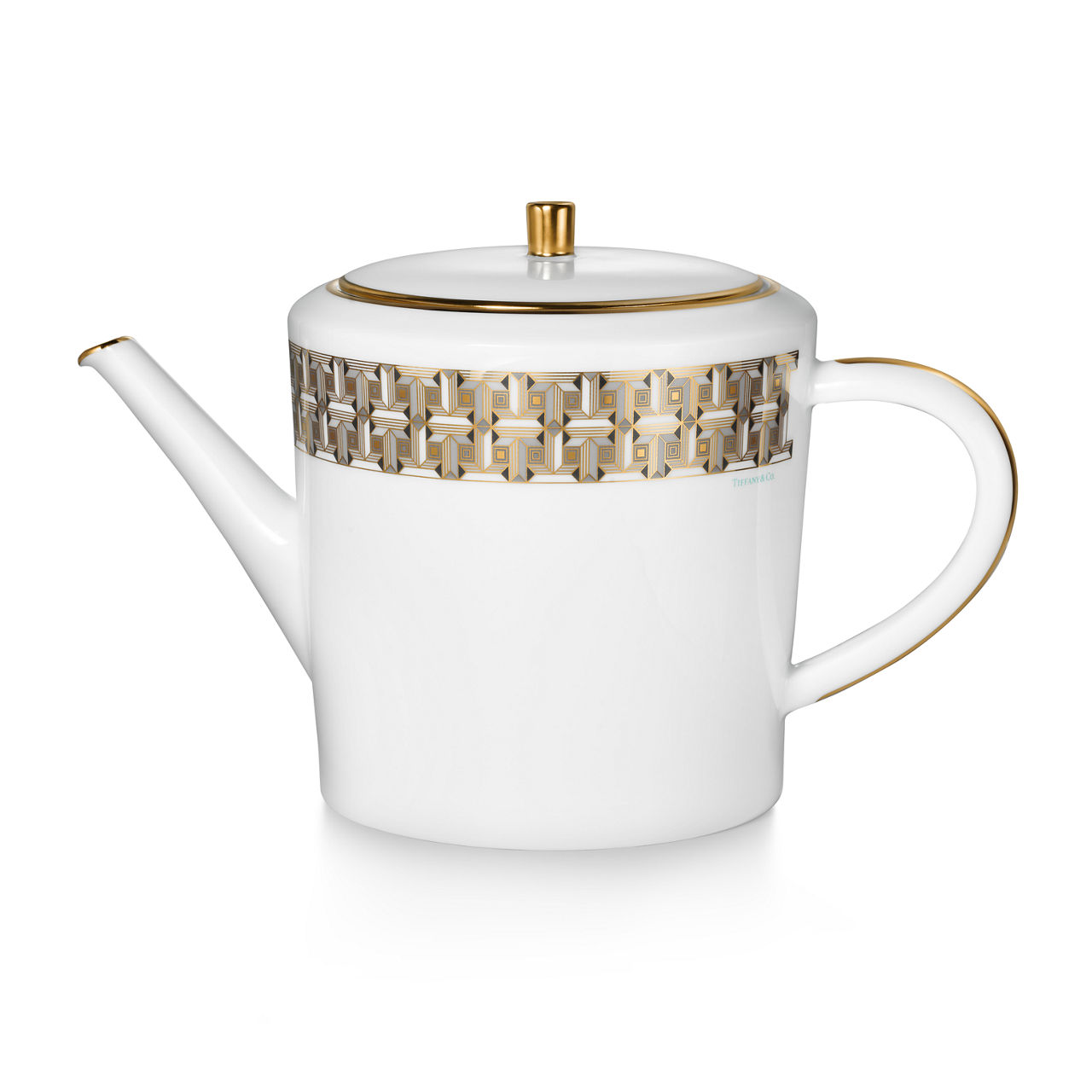 Teapot Black with a Hand-painted Gold Rim
