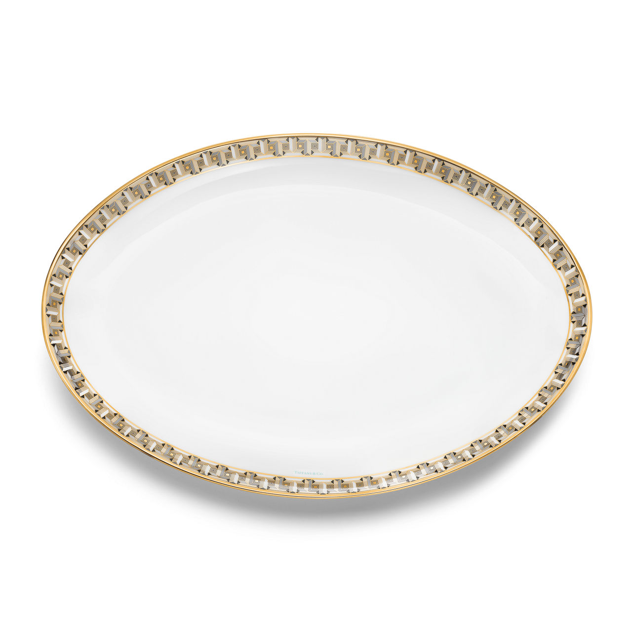 True Serving Platter with a Hand-painted Gold Rim