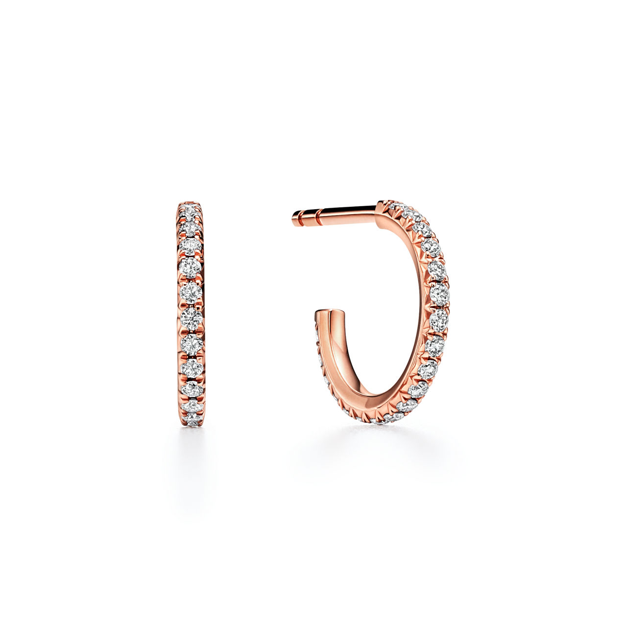 Hoop Earrings in Rose Gold with Diamonds, Small