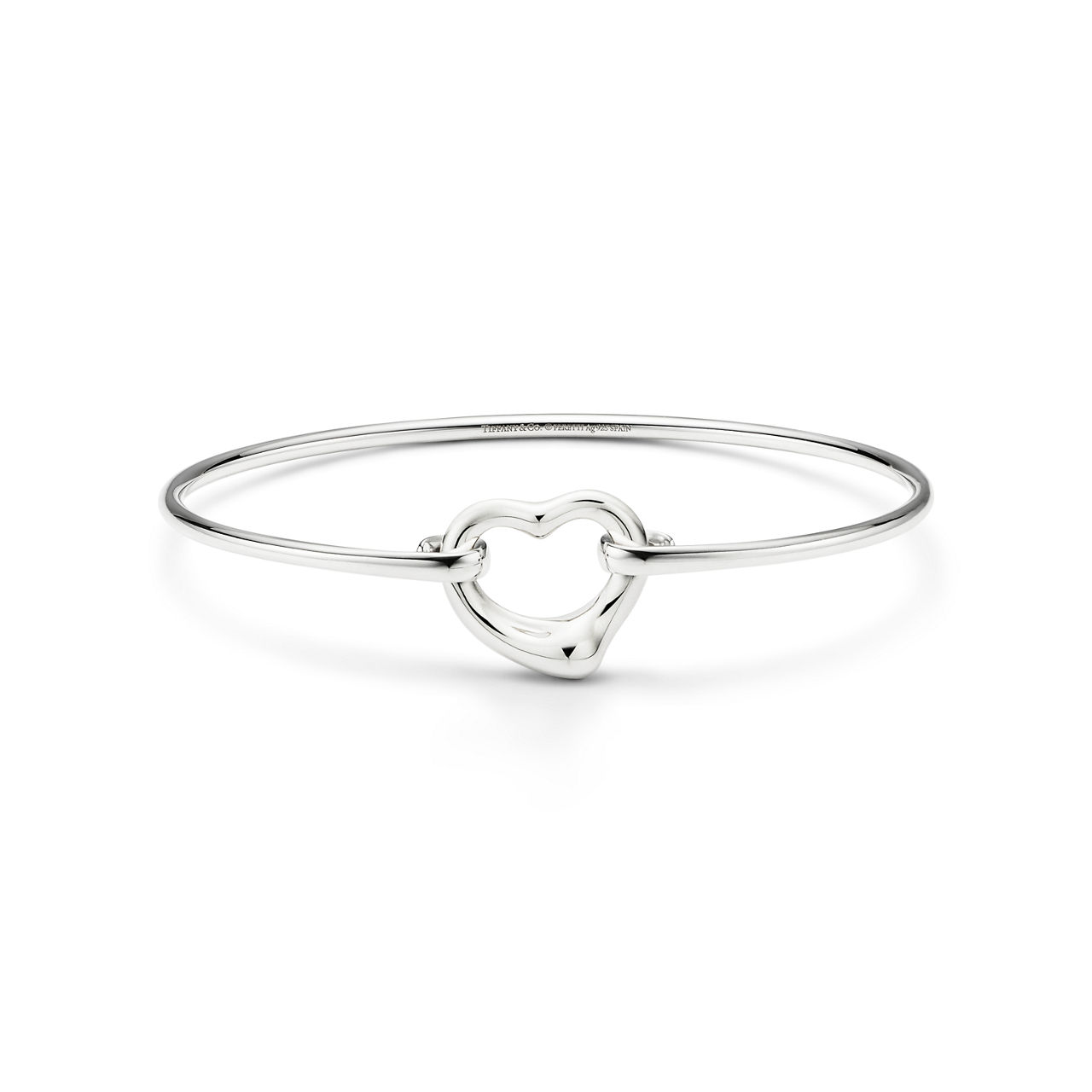 Open Heart Bangle in Sterling Silver, Medium