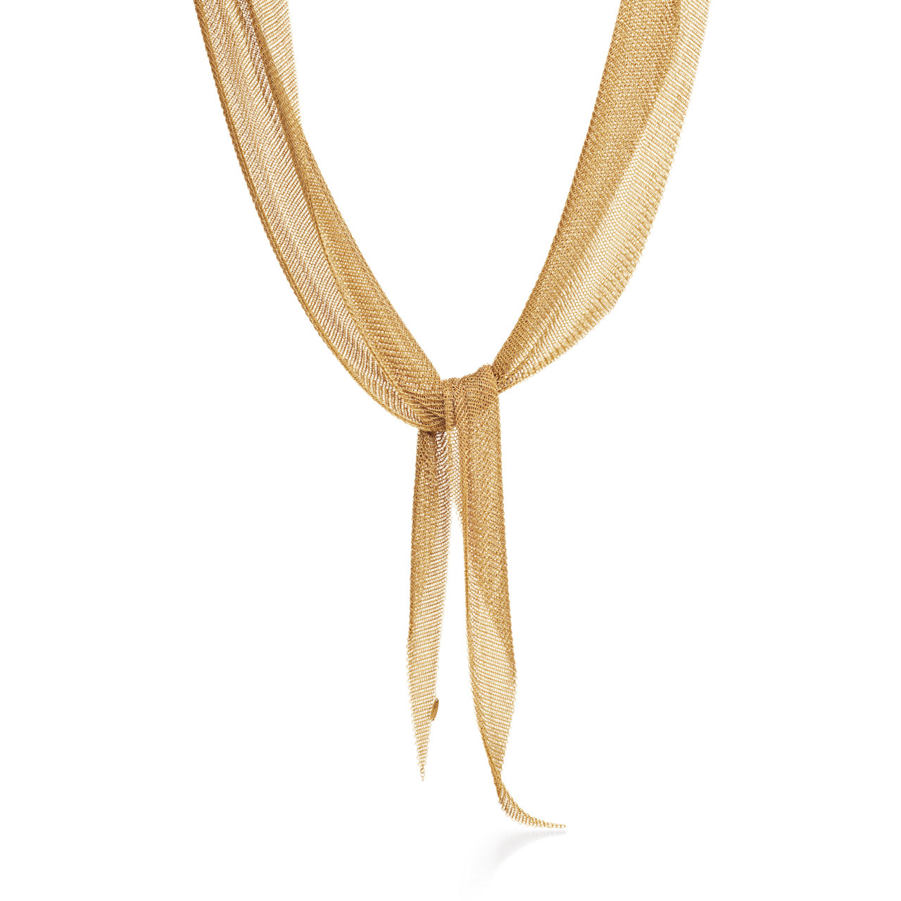 Mesh Scarf Necklace in Yellow Gold