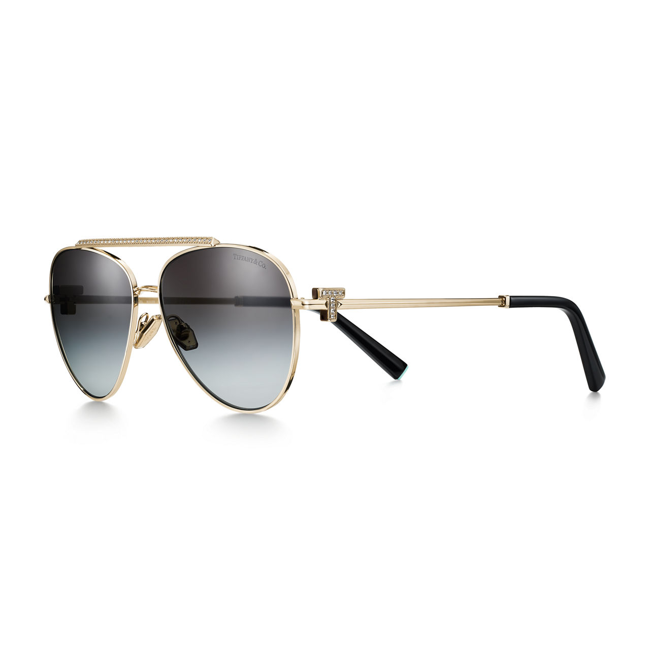 Sunglasses in Pale Gold-coloured Metal with Grey Gradient Lenses