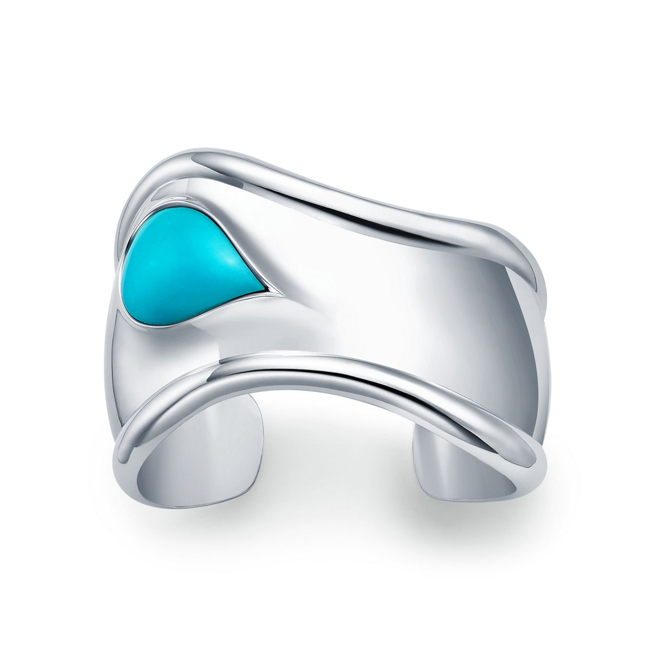 Small Bone Cuff in Sterling Silver with Turquoise