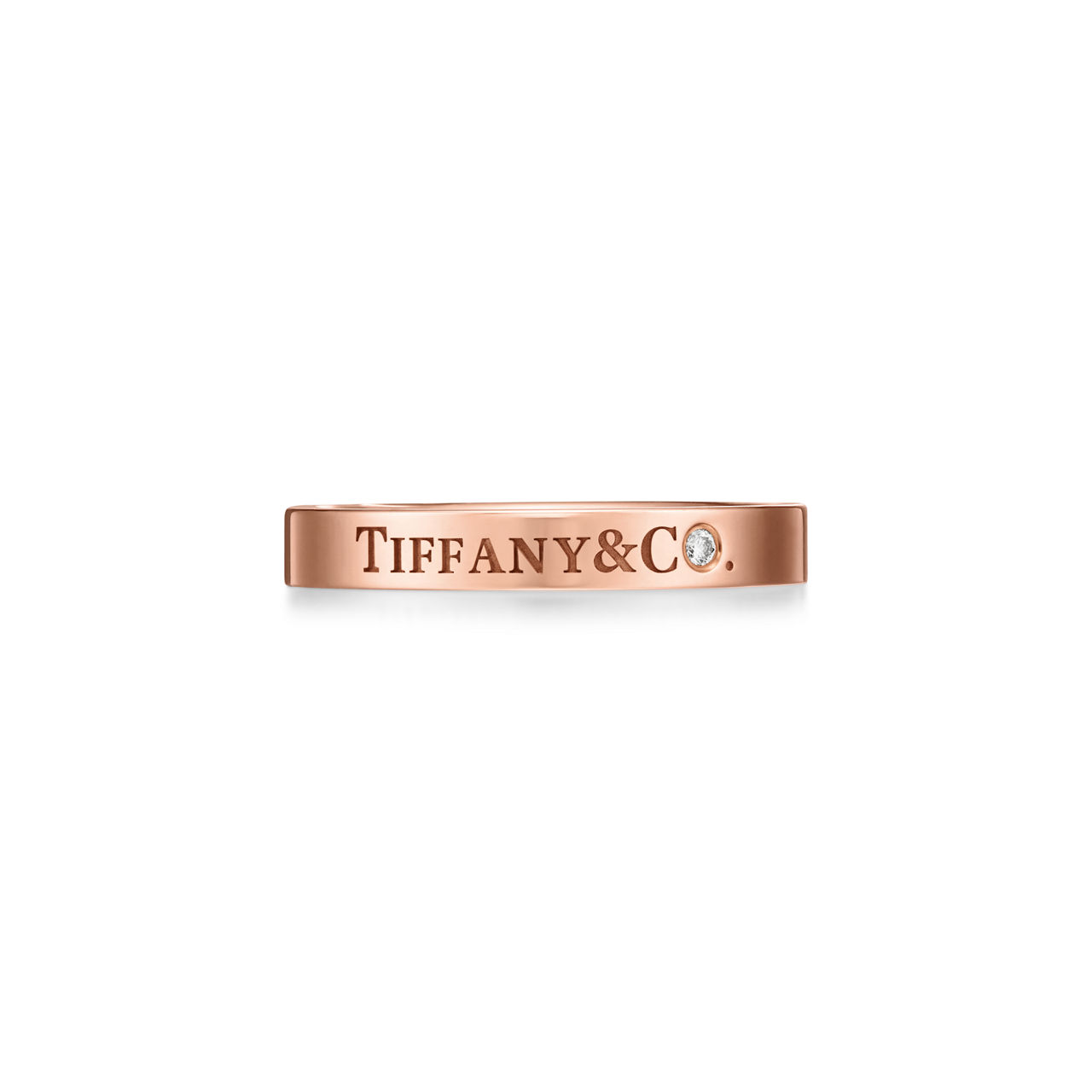 Band Ring in Rose Gold with a Diamond