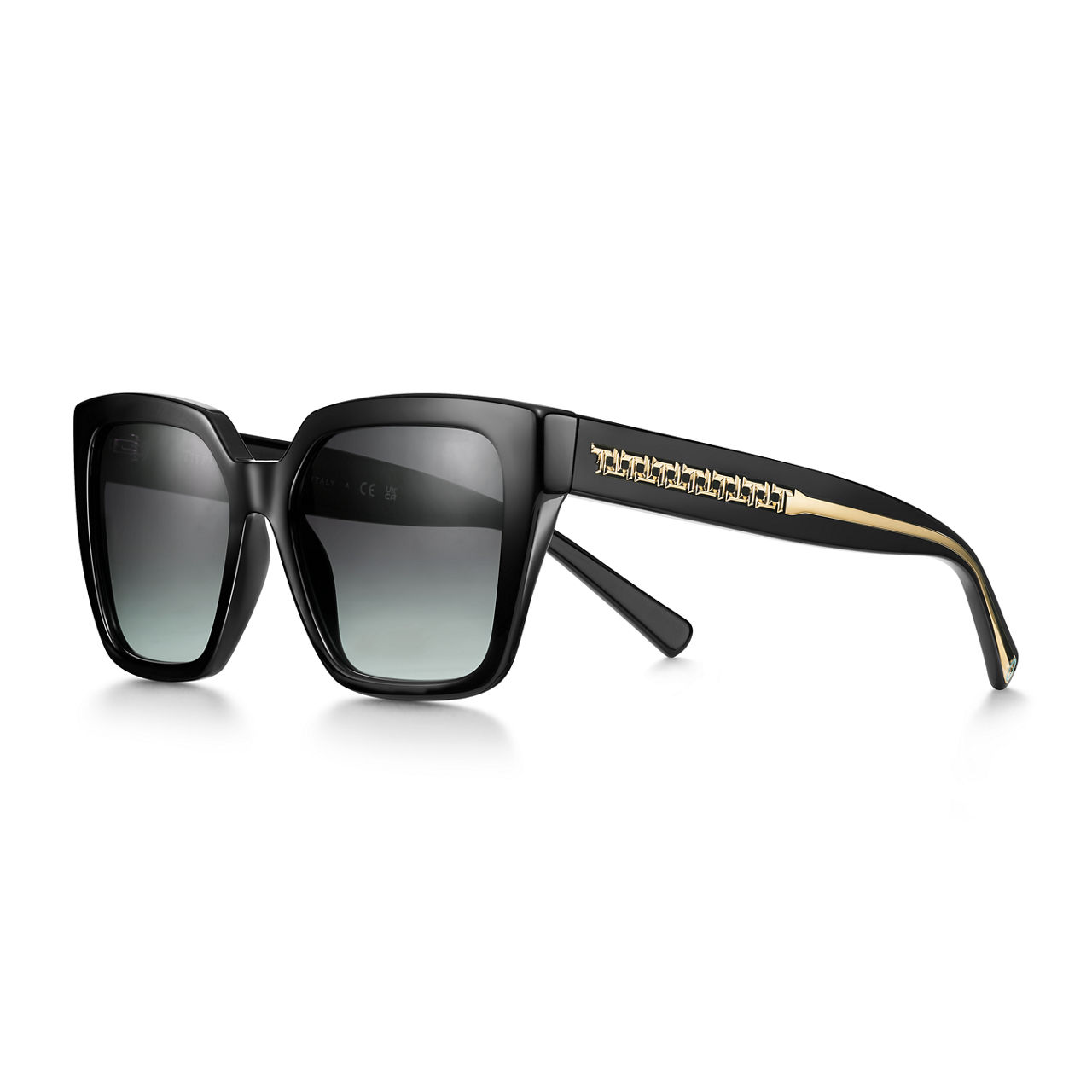 Sunglasses in Black Acetate with Grey Gradient Lenses