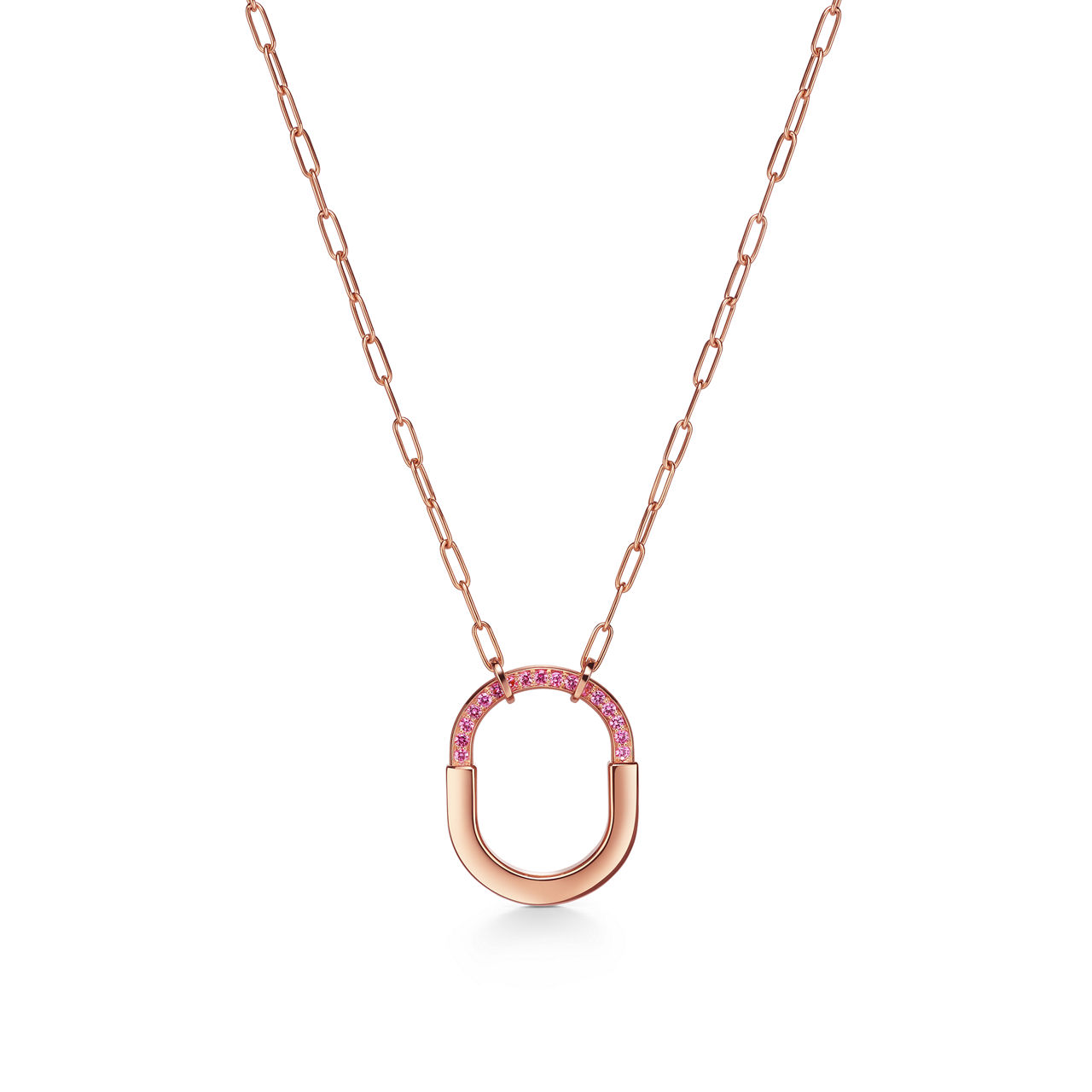 Medium Pendant in Rose Gold with Pink Sapphires