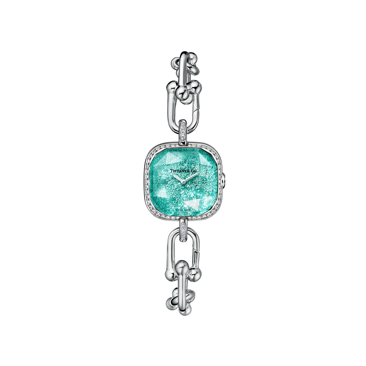Watch in Sterling Silver and Steel with a Diamond Bezel