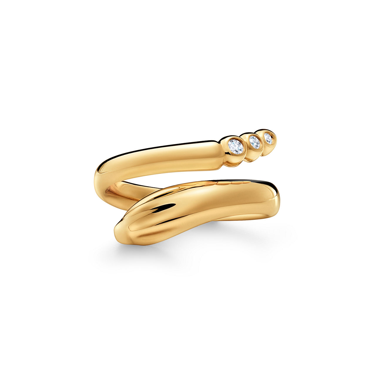 Snake Ring in Yellow Gold with Diamonds