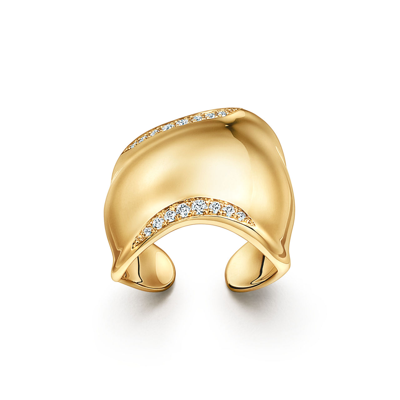 Bone Ring in Yellow Gold with Diamonds