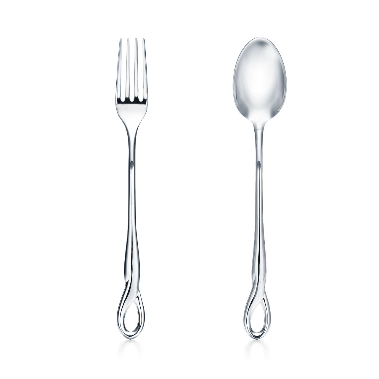 Padova Serving Spoon and Fork Set in Sterling Silver