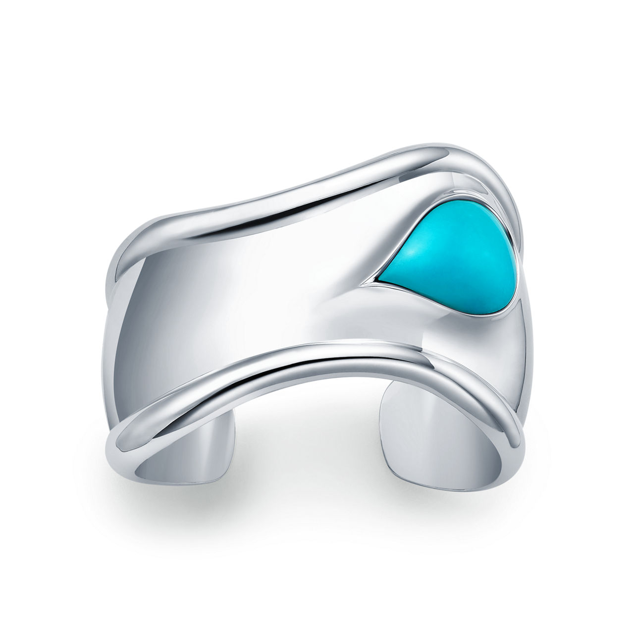 Small Bone Cuff in Sterling Silver with Turquoise
