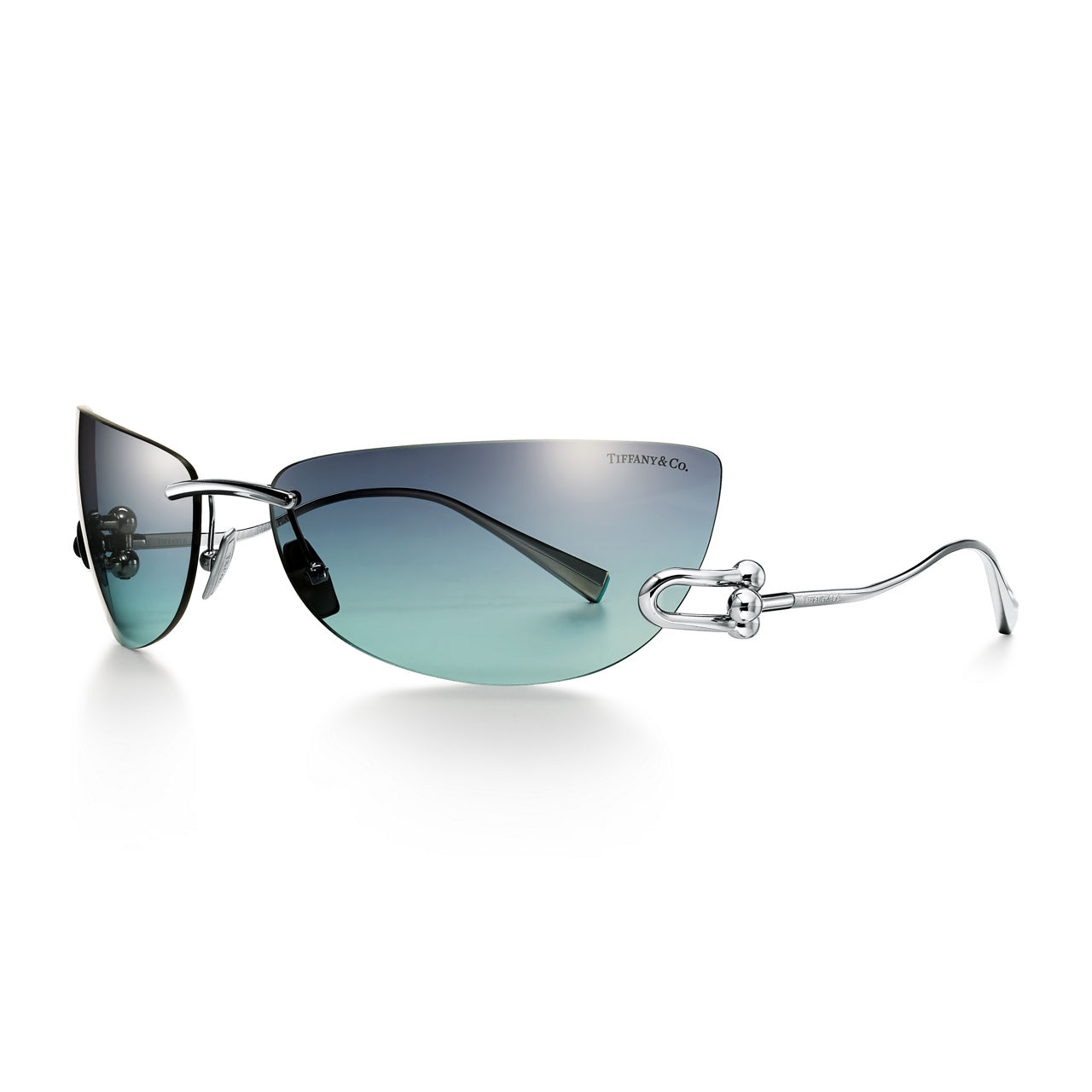 Sunglasses in White Gold-plated Metal with Anjeya Blue&reg; Lenses