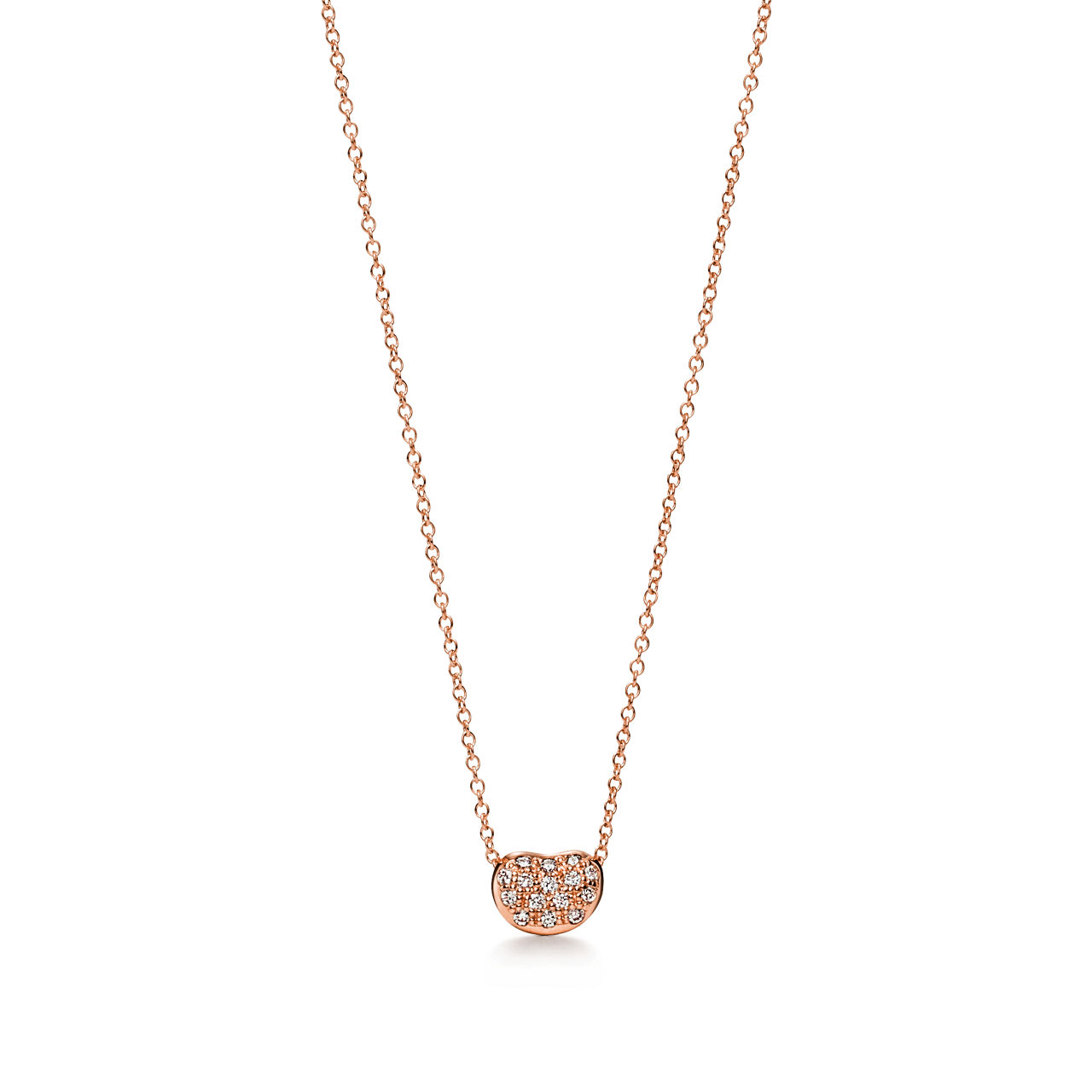 Bean design Pendant in Rose Gold with Pav&eacute; Diamonds, 6.5 mm