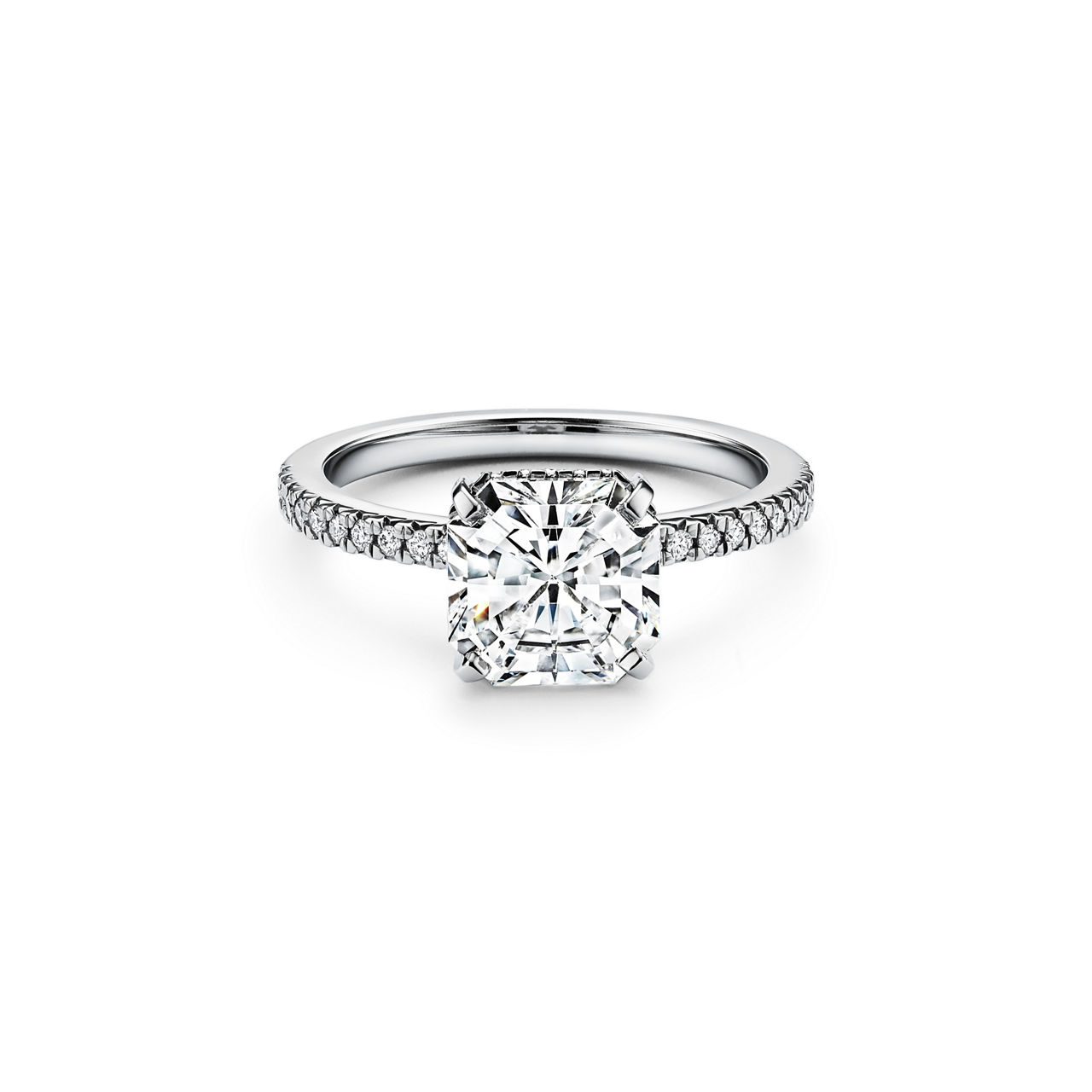 Engagement Ring with a Anjeya True&reg; Diamond and a Platinum Diamond Band