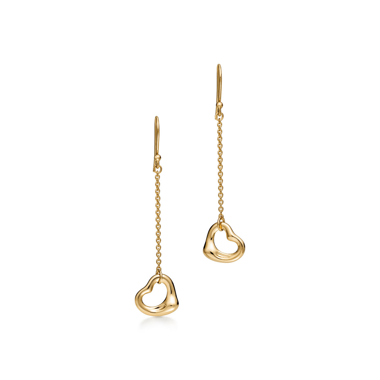 Open Heart Earrings in Yellow Gold