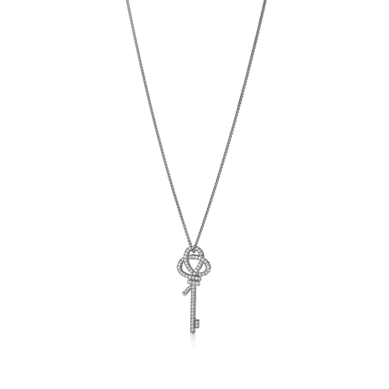 Large Key Pendant in Platinum with Diamonds