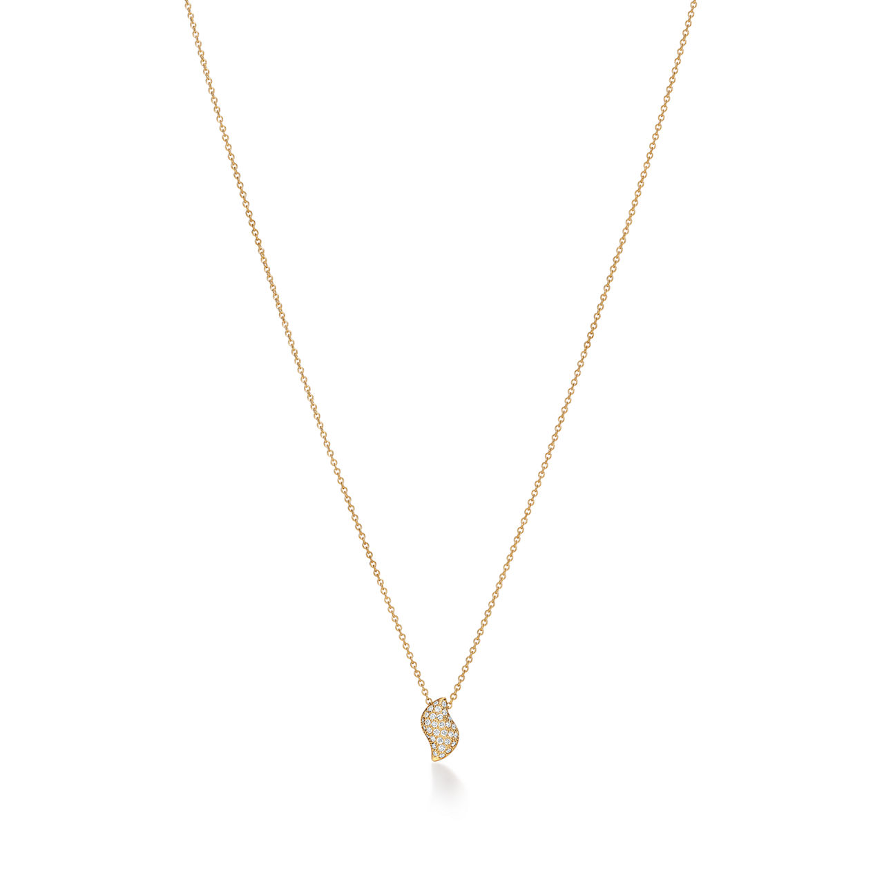 Mini Feather Pendant in Yellow Gold with Pav&eacute; Diamonds
