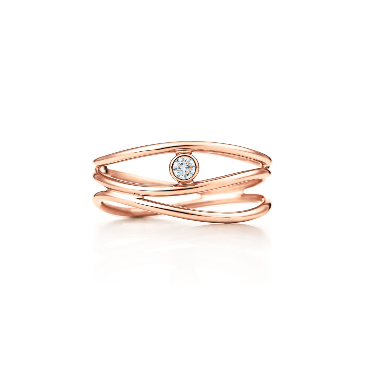 Wave Three-row Diamond Ring 