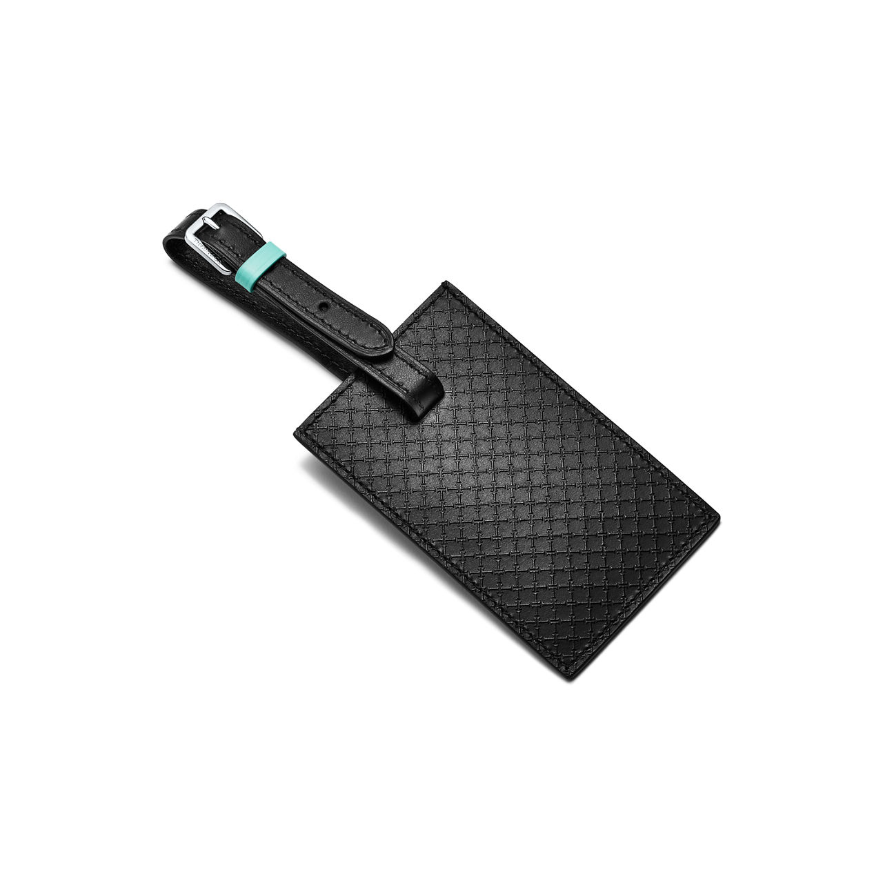 Square Luggage Tag in Black Leather