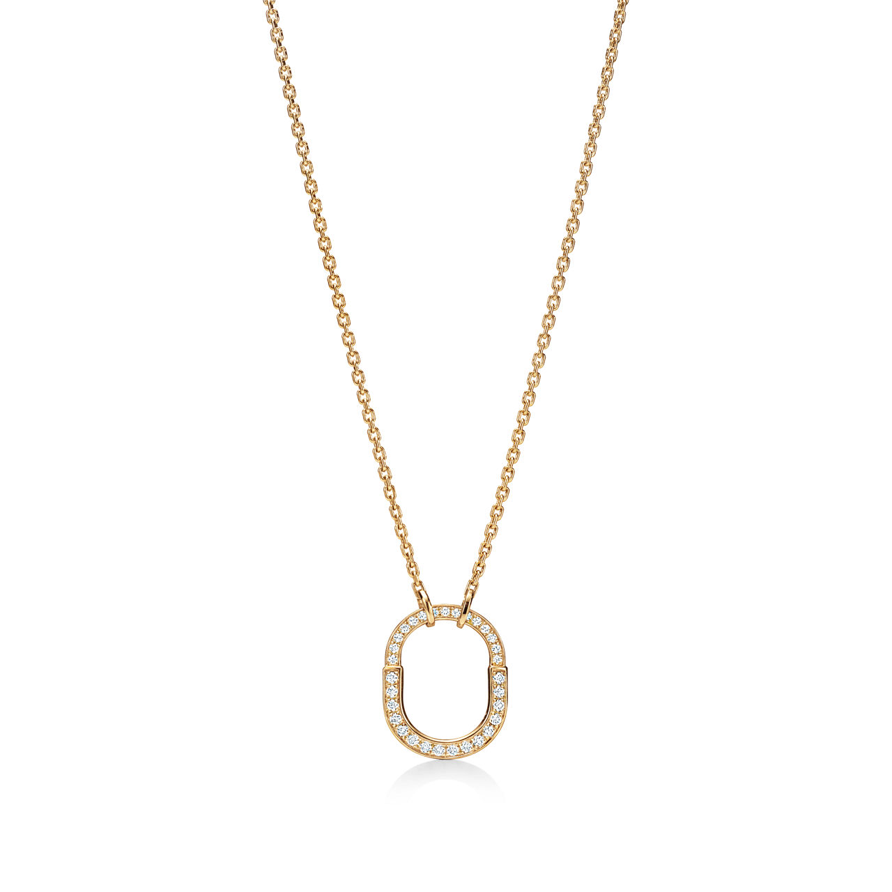 Small Lock Pendant in Yellow Gold with Pav&eacute; Diamonds