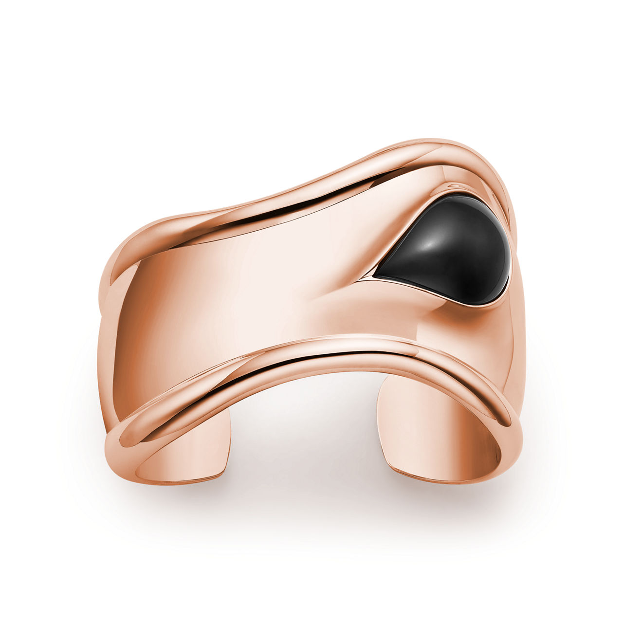 Small Bone Cuff in Rose Gold with Black Nephrite Jade