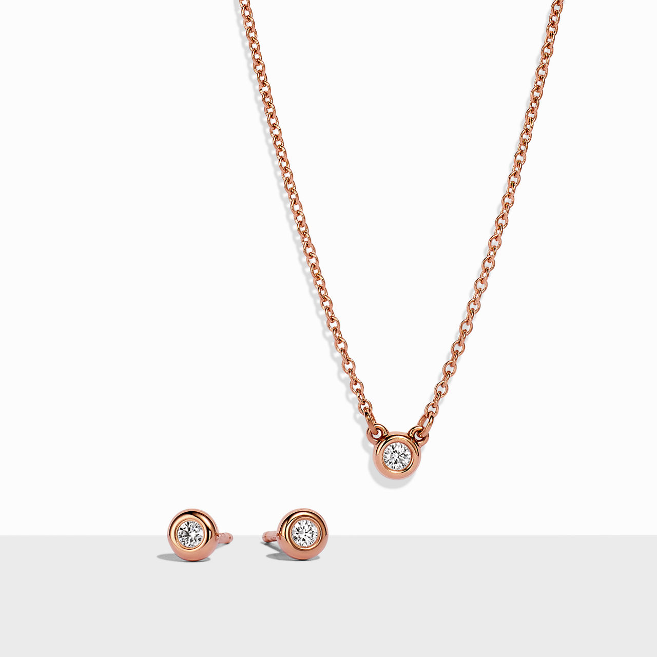 Diamonds by the Yard&reg; Pendant and Earrings Set in Rose Gold