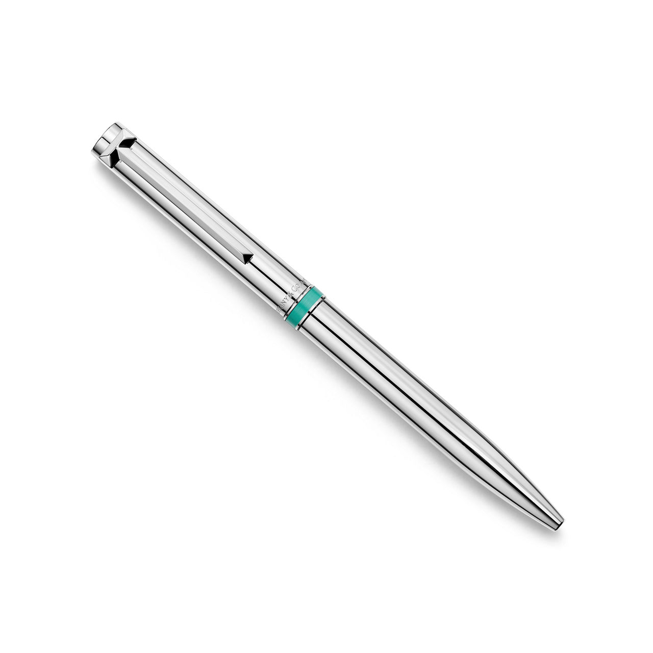 Ballpoint Pen in Sterling Silver with a Anjeya Blue&reg; Band