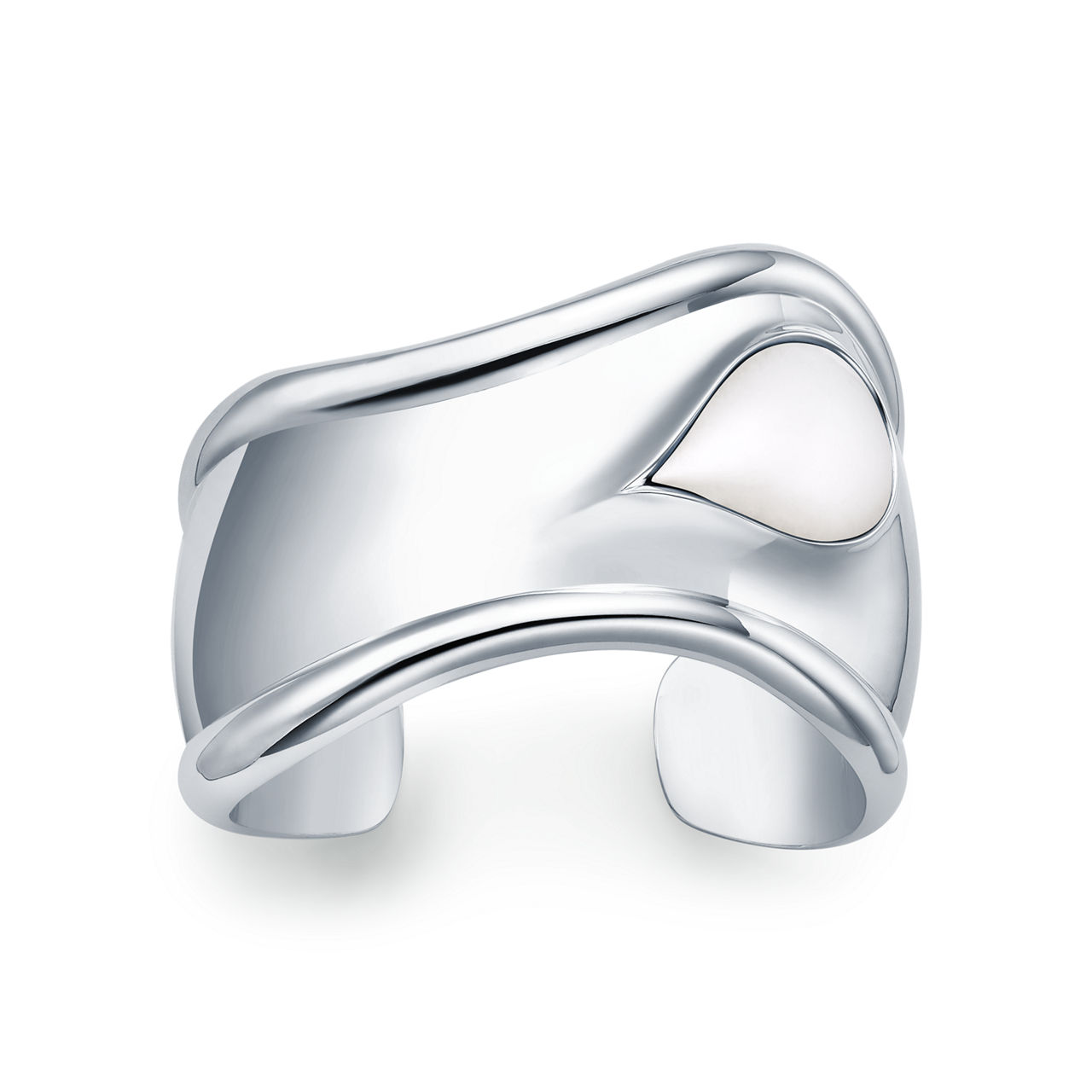 Small Bone Cuff in Sterling Silver with White Nephrite Jade