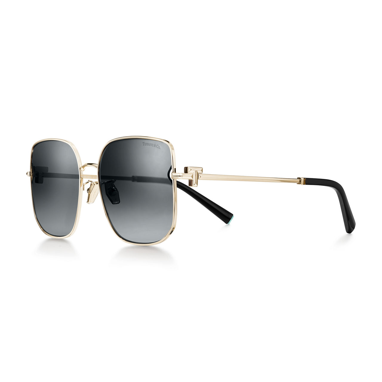 Sunglasses in Pale Gold-coloured Metal with Grey Gradient Lenses