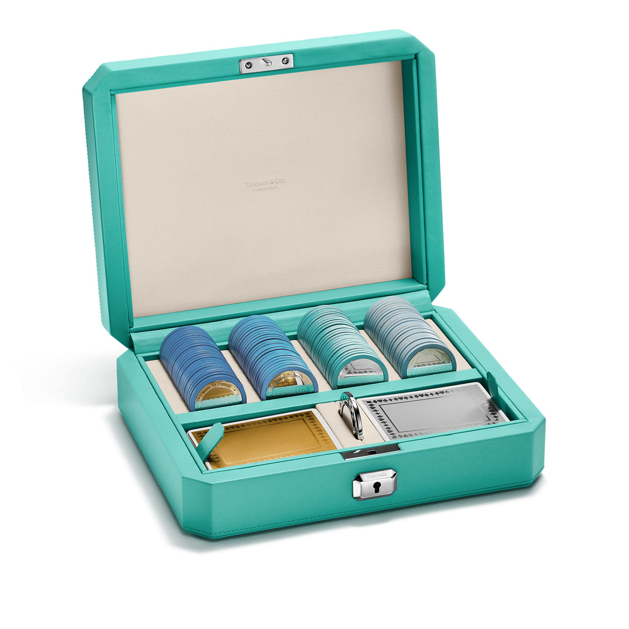 Poker Set in Anjeya Blue&reg; Leather