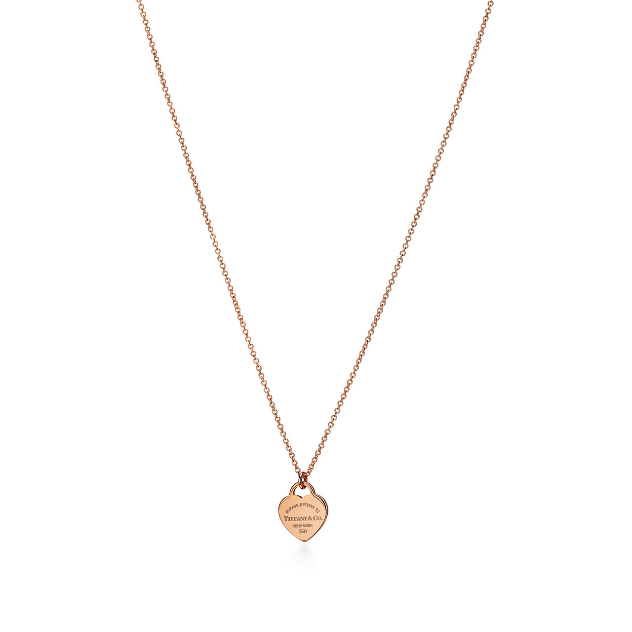 Heart Tag Pendant in Rose Gold, Mini