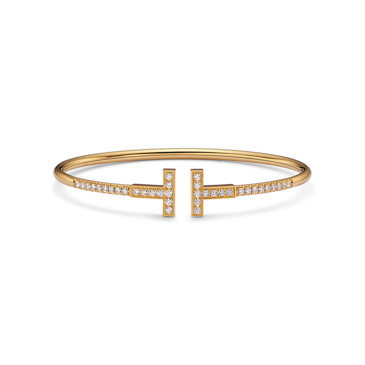 Pav&eacute; Diamond Wire Bangle in Yellow Gold