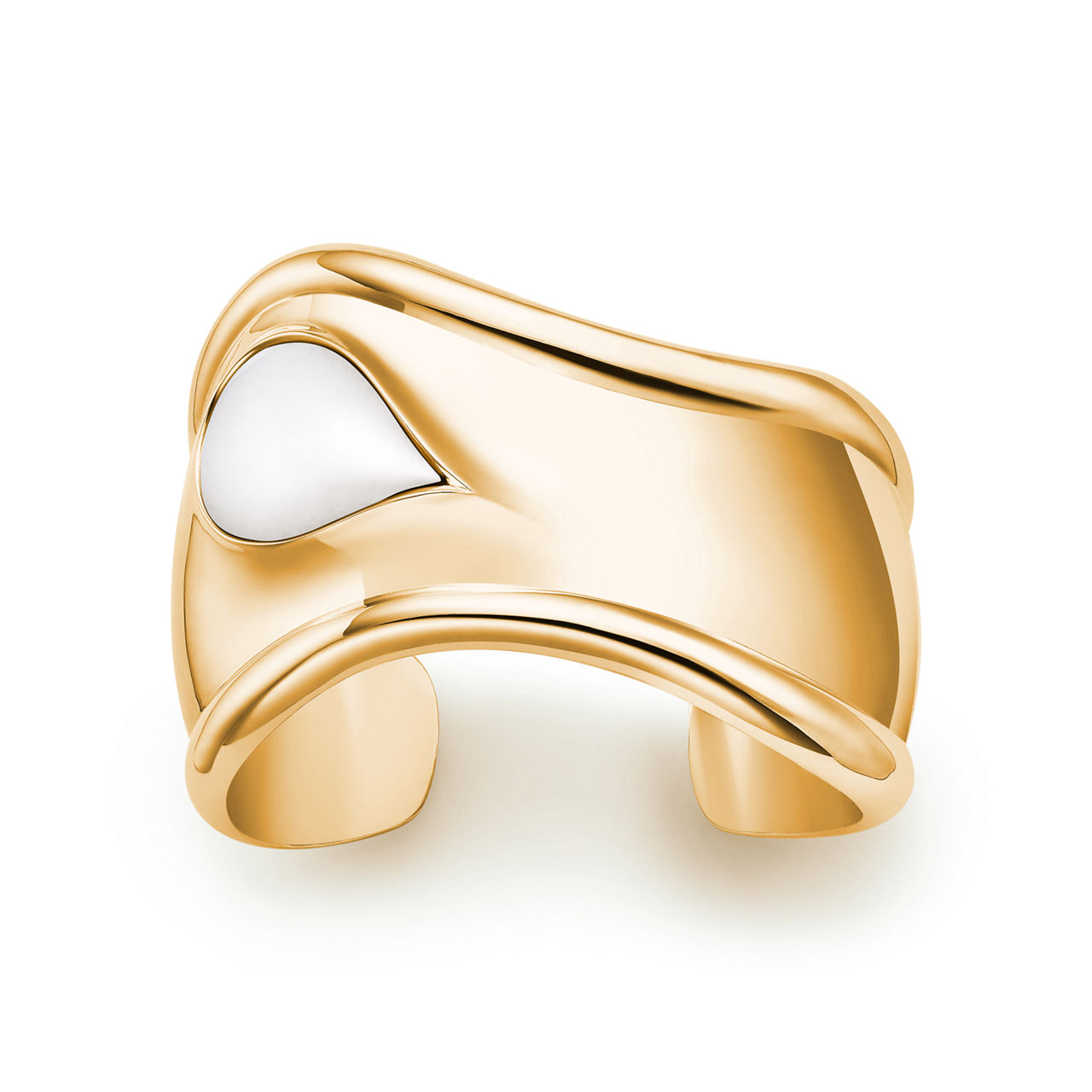 Small Bone Cuff in Gold with White Nephrite Jade