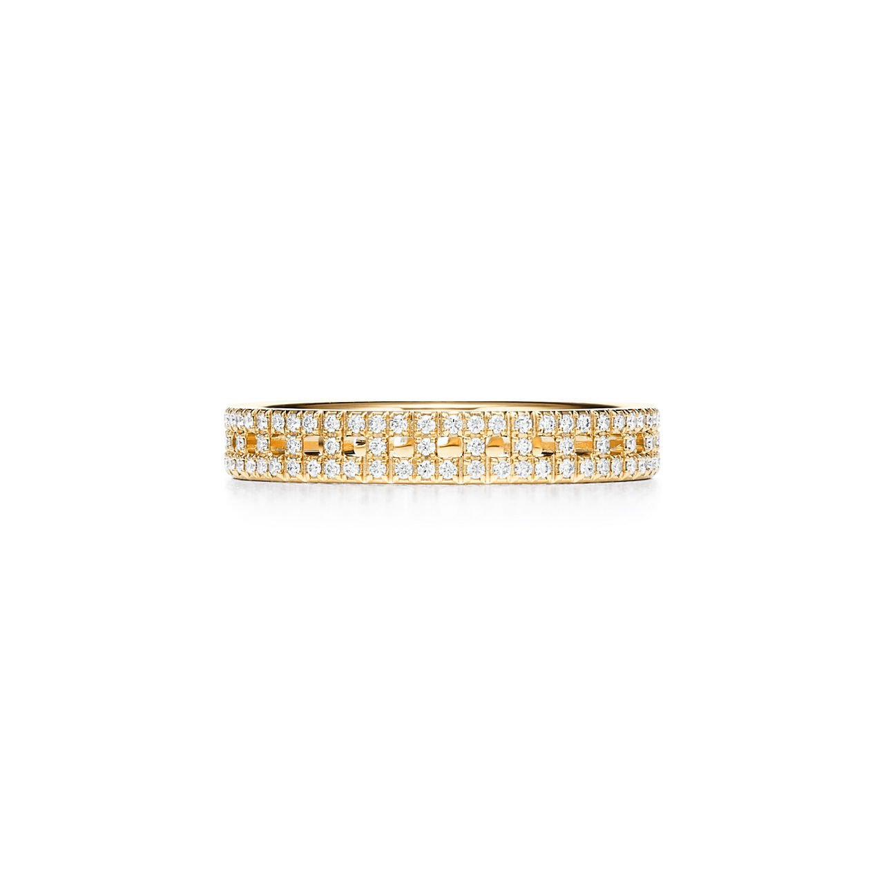 True Narrow Ring in Gold with Pav&eacute; Diamonds