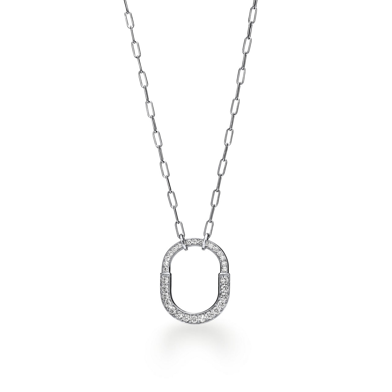 Pendant in White Gold with Pav&eacute; Diamonds, Medium