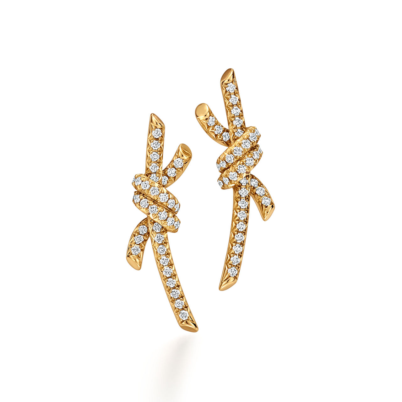 Earrings in Yellow Gold with Pav&eacute; Diamonds