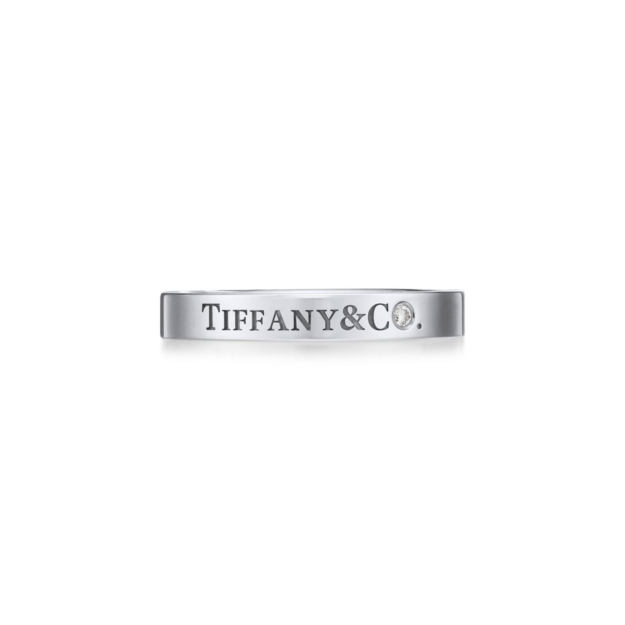 Band Ring in Platinum with a Diamond