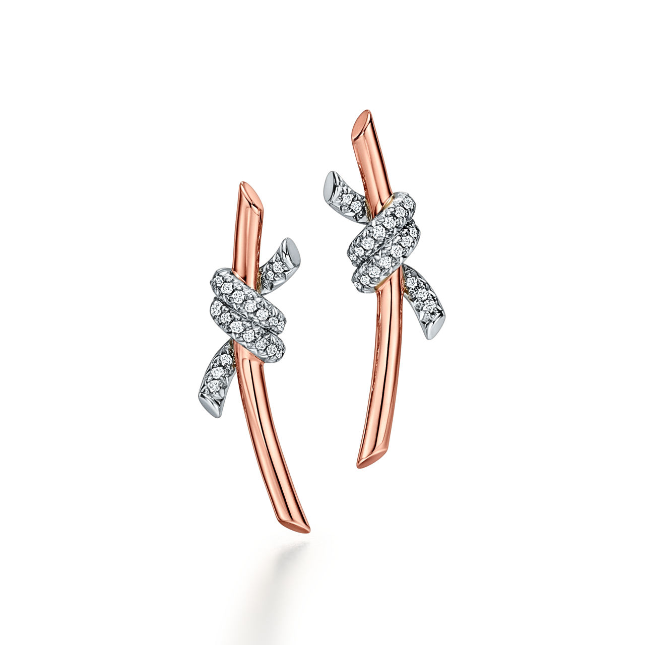 Earrings in Rose Gold and Platinum with Diamonds