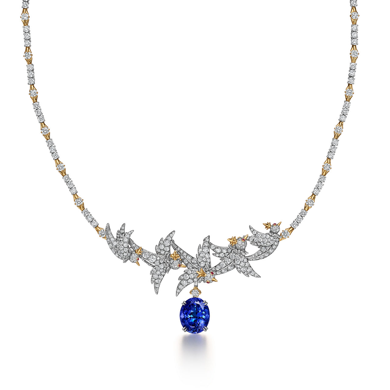 Necklace in Platinum & Gold with Tanzanite & Diamonds