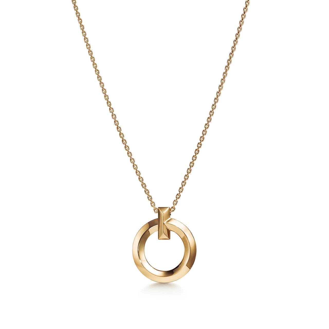 T1 Circle Pendant in Yellow Gold, Small