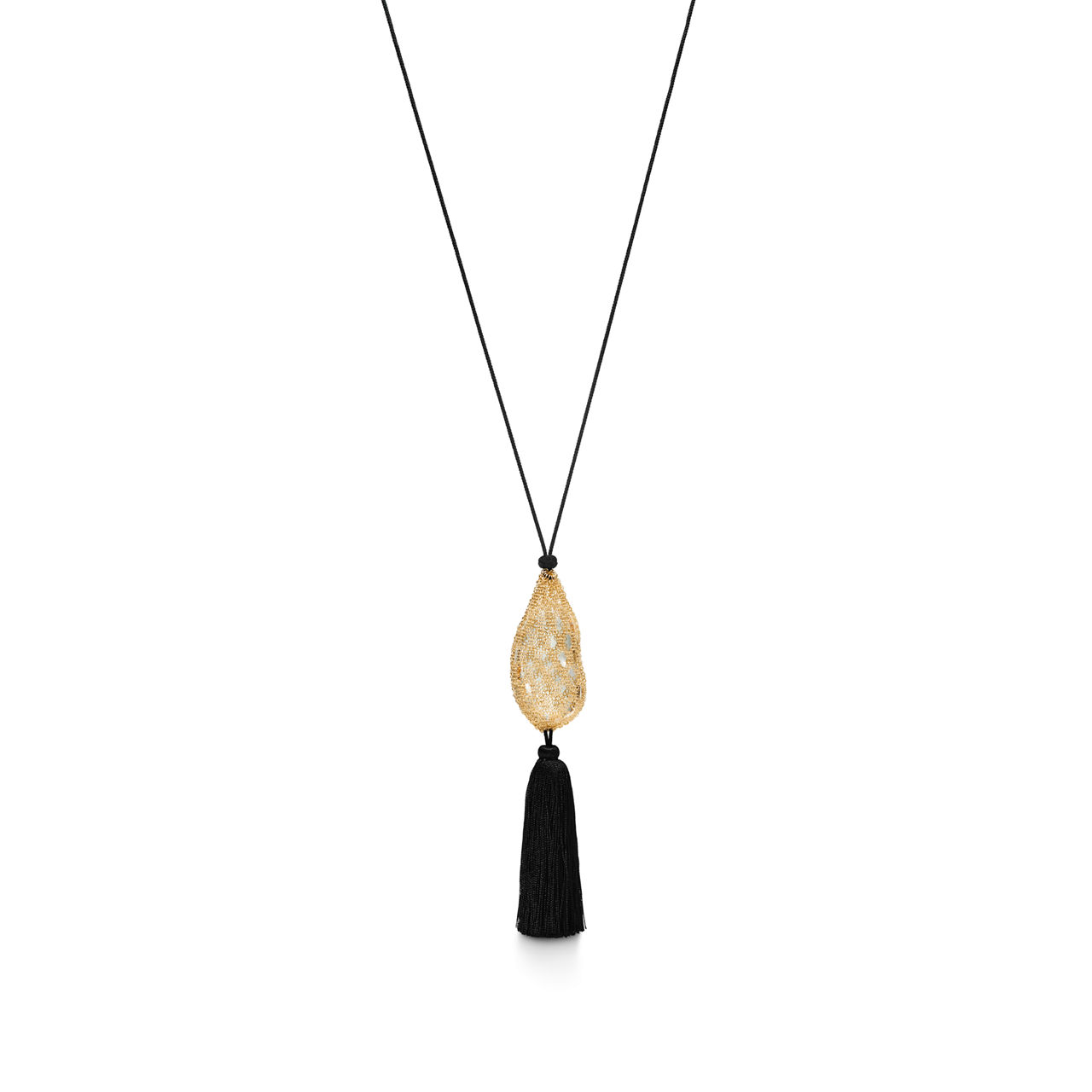 Bean design Necklace of Rock Crystal with Yellow Gold