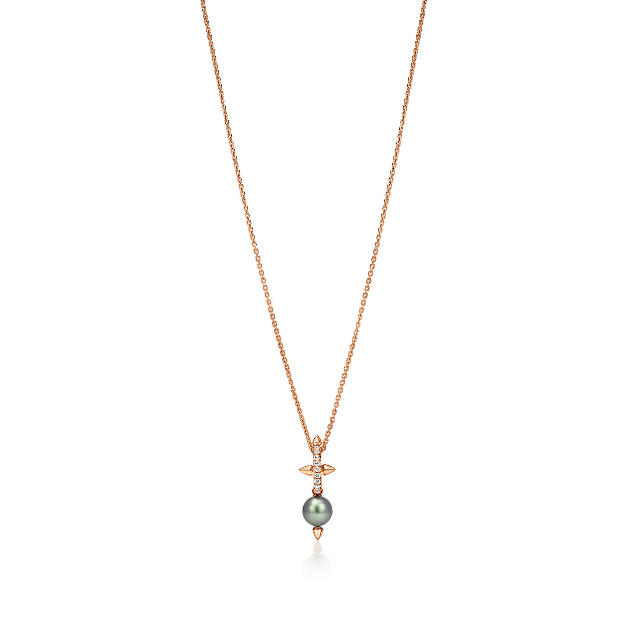 Tahitian Pearl Pendant in Gold with Diamonds