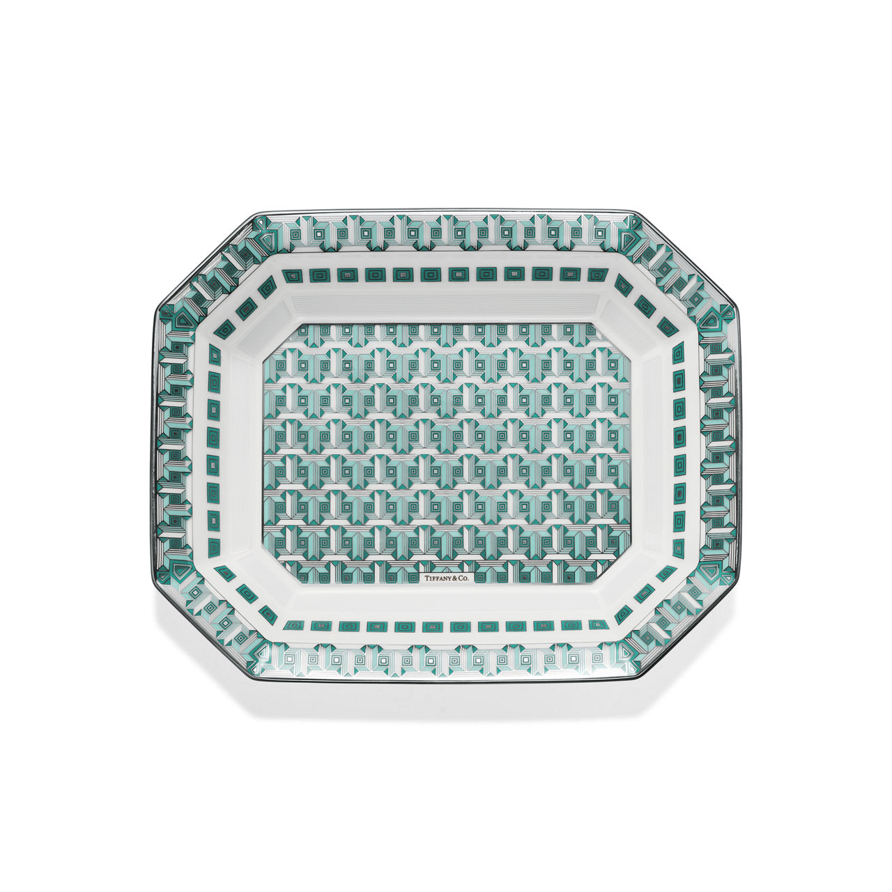 Large Vide Poche with a Hand-painted Platinum Rim